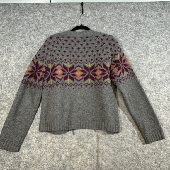 Vintage Woolrich Grey Heather Lambswool Fair Isle Zip Cardigan Sweater  S/P - Picture 11 of 14
